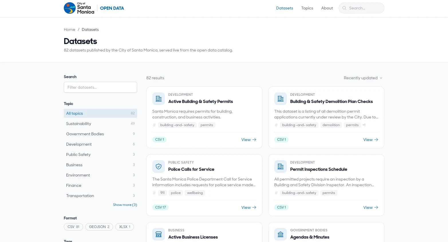 City of Santa Monica open data portal