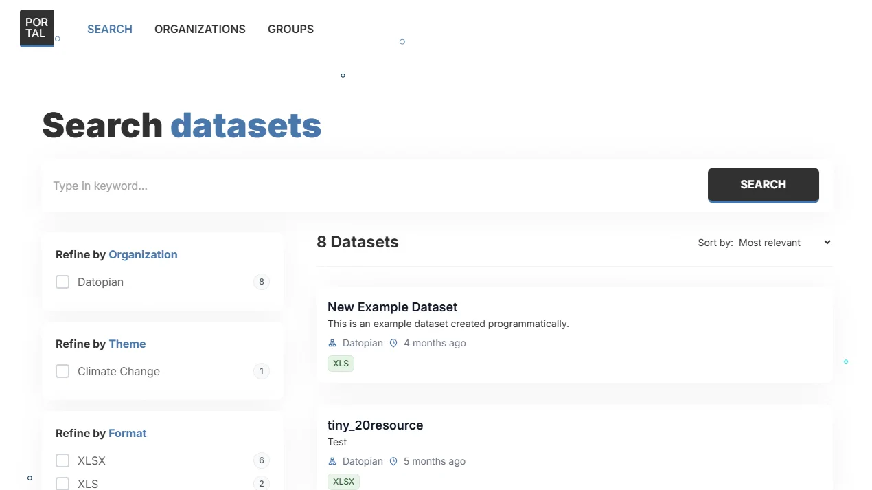 Search page after