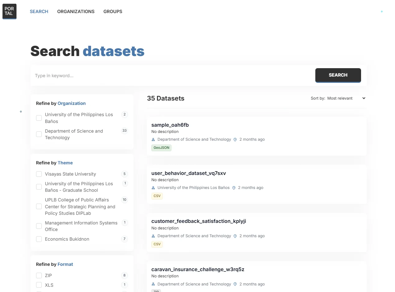 Search page