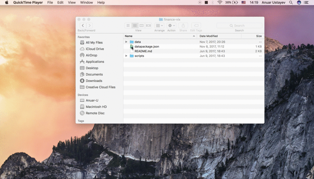 drag and drop any files (e.g. CSV) or Data Packages (datapackage.json) into the tray icon